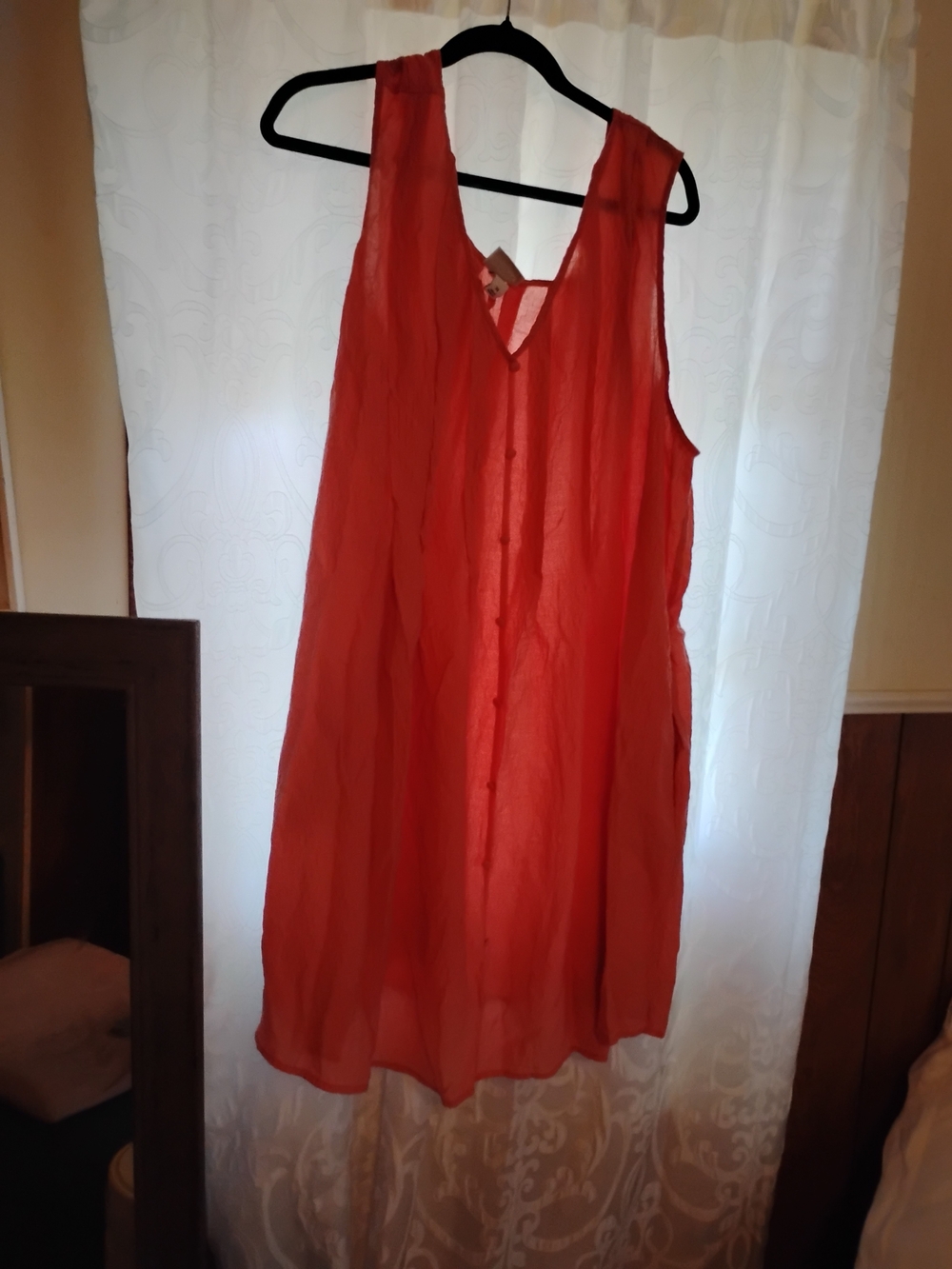 Ava & Viv Sheer Coral-Red Sleeveless Chemise